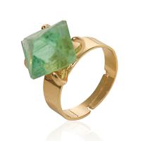Зеленый флюорит Открыть палец кольцо, с Латунь, Мужская, зеленый внутренний диаметр:Приблизительно 20mm, продается PC