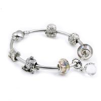 Zinc Alloy European Bracelets, with Crystal & Resin, silver color plated & Unisex, mixed colors 