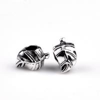 Zinc Alloy European Beads, Leaf, silver color plated, DIY Approx 