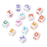 Acrylic Alphabet Beads, Square, DIY & enamel Approx 4mm 