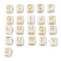 Acryl Alphabet Perlen, Quadrat, DIY & verschiedene Muster für Wahl & Emaille, keine, 8x8x8mm, Bohrung:ca. 4mm, verkauft von Tasche