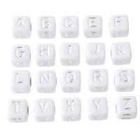 Acryl Alphabet Perlen, Quadrat, DIY & verschiedene Muster für Wahl & Emaille, keine, 8x8x8mm, Bohrung:ca. 4mm, verkauft von Tasche