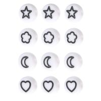 Schmelz Acryl Perlen, flache Runde, DIY & verschiedene Muster für Wahl & Emaille, keine, 7x7x3mm, Bohrung:ca. 1mm, verkauft von Tasche