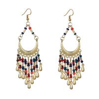 Fashion Fringe Earrings, Zinc Alloy, with Seedbead, gold color plated, for woman, mixed colors 