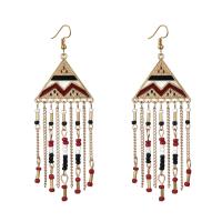 Fashion Fringe Earrings, Zinc Alloy, with Seedbead, gold color plated, folk style & for woman 