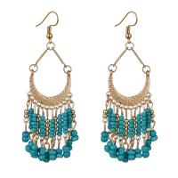 Fashion Fringe Earrings, Zinc Alloy, with Seedbead, gold color plated, folk style & for woman 