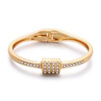 Rhinestone Zinc Alloy Bangle, gold color plated & for woman & with rhinestone, golden, 60mm 