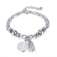 Titanium Steel Bracelet & Bangle, with 1.57 extender chain, silver color plated, for woman, silver color .1 Inch 