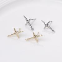 Brass Earring Drop Component, Cross, 14K gold plated, DIY & micro pave cubic zirconia 