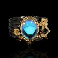 Латунный перстень драгоценных камней , Латунь, с Лунный камень, ювелирные изделия моды & разный размер для выбора & Женский, продается PC