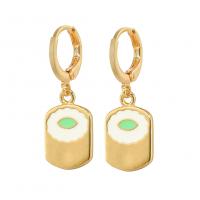 Huggie Hoop Drop Earring, Brass, gold color plated, fashion jewelry & for woman & enamel, golden 
