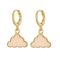 Huggie Hoop Drop Earring, Brass, Cloud, gold color plated, fashion jewelry & for woman & enamel, golden 