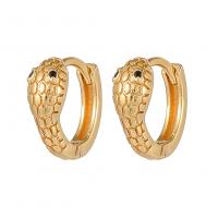 Brass Huggie Hoop Earring, Snake, gold color plated, fashion jewelry & micro pave cubic zirconia & for woman 