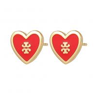Brass Stud Earring, Heart, gold color plated, fashion jewelry & for woman & enamel 