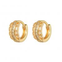 Brass Huggie Hoop Earring, gold color plated, fashion jewelry & micro pave cubic zirconia & for woman 