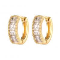 Brass Huggie Hoop Earring, Donut, gold color plated, fashion jewelry & micro pave cubic zirconia & for woman, golden 
