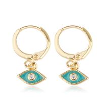 Huggie Hoop Drop Earring, Brass, Eye, plated, micro pave cubic zirconia & for woman & enamel 