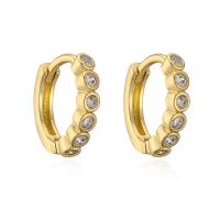 Brass Huggie Hoop Earring, real gold plated, micro pave cubic zirconia & for woman 