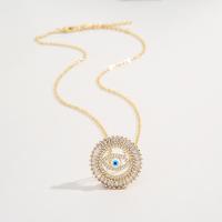 Evil Eye Jewelry Necklace, Brass, with 2.75 inch extender chain, 18K gold plated & micro pave cubic zirconia & for woman Approx 14.96 Inch 