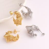 Brass Stud Earring, plated, for woman 24mm 