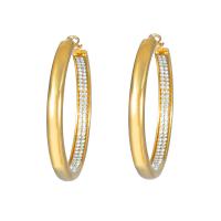Zinc Alloy Rhinestone Hoop Earring, gold color plated, fashion jewelry & for woman & with rhinestone 