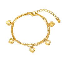 Fashion Zinc Alloy Bracelets, with 5cm extender chain, Heart, gold color plated, fashion jewelry & for woman, golden, 8mm cm 