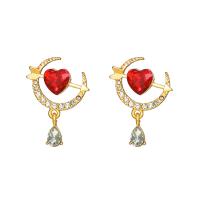Zinc Alloy Rhinestone Drop Earring, with Crystal, gold color plated, fashion jewelry & for woman & with rhinestone, two different colored 