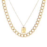 Zinc Alloy Necklace, with 7cm extender chain, gold color plated, Double Layer & fashion jewelry & Unisex, golden, 26mm cm 