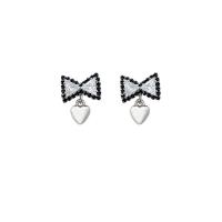 Boucles d'oreilles en laiton zircon cubique pavent, fade et jamais plaqué de haute qualité, bijoux de mode & pavé de micro zircon & pour femme, argent Vendu par paire