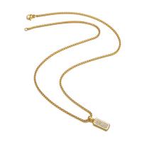 Cubic Zircon Micro Pave Brass Necklace, 304 Stainless Steel, with Brass, Vacuum Ion Plating, fashion jewelry & micro pave cubic zirconia & for woman cm 