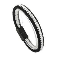 PU Leather Cord Bracelets, with Cotton Cord, 304 stainless steel magnetic clasp, fashion jewelry & Unisex 