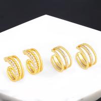 Earring Cuff and Wraps, Brass, 18K gold plated, fashion jewelry & micro pave cubic zirconia & for woman 