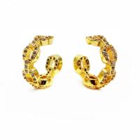 Earring Cuff and Wraps, Brass, gold color plated, micro pave cubic zirconia & for woman, golden Approx 
