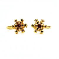 Earring Cuff and Wraps, Brass, Snowflake, gold color plated, micro pave cubic zirconia & for woman, golden Approx 