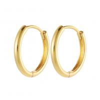 Brass Huggie Hoop Earring, real gold plated, for woman, golden 