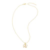 Brass Jewelry Necklace, with White Shell, with 2 extender chain, Elephant, 18K gold plated & for woman, golden .9 Inch 