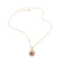Evil Eye Jewelry Necklace, Brass, with 2 extender chain, 18K gold plated, micro pave cubic zirconia & for woman & enamel .9 Inch 
