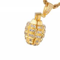 Colgantes de latón de imitación de diamante, metal, Granada, chapado en color dorado, unisexo & con diamantes de imitación, dorado, 23x15mm, Vendido por UD