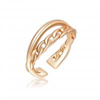 metal Anillo de dedo Cuff, chapado en oro real, para mujer, Champaña, 19mm, Vendido por UD