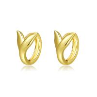 Brass Huggie Hoop Earring, gold color plated, for woman, golden, 13mm 