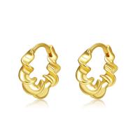 Brass Huggie Hoop Earring, gold color plated, for woman, golden, 14.2mm 