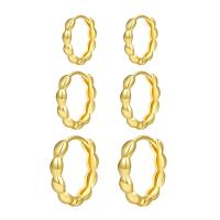 Brass Earring Set, gold color plated, three pieces & for woman, golden 