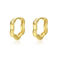 Brass Huggie Hoop Earring, gold color plated, for woman, golden, 14mm 