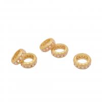 Brass Spacer Beads, with Plastic Pearl, Flat Round, matte gold color plated, DIY golden 