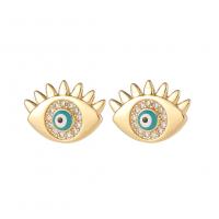 Evil Eye Earrings, Brass, gold color plated, fashion jewelry & micro pave cubic zirconia & for woman & enamel 