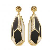 Brass Drop Earring, gold color plated, fashion jewelry & micro pave cubic zirconia & for woman & enamel 