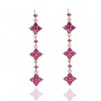 Cubic Zircon (CZ) Drop Earring, Brass, Rhombus, gold color plated, fashion jewelry & micro pave cubic zirconia & for woman 