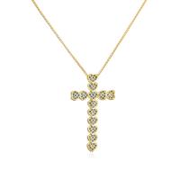 Cubic Zircon Micro Pave Brass Necklace, Cross, real gold plated, micro pave cubic zirconia & for woman Approx 19.68 Inch 