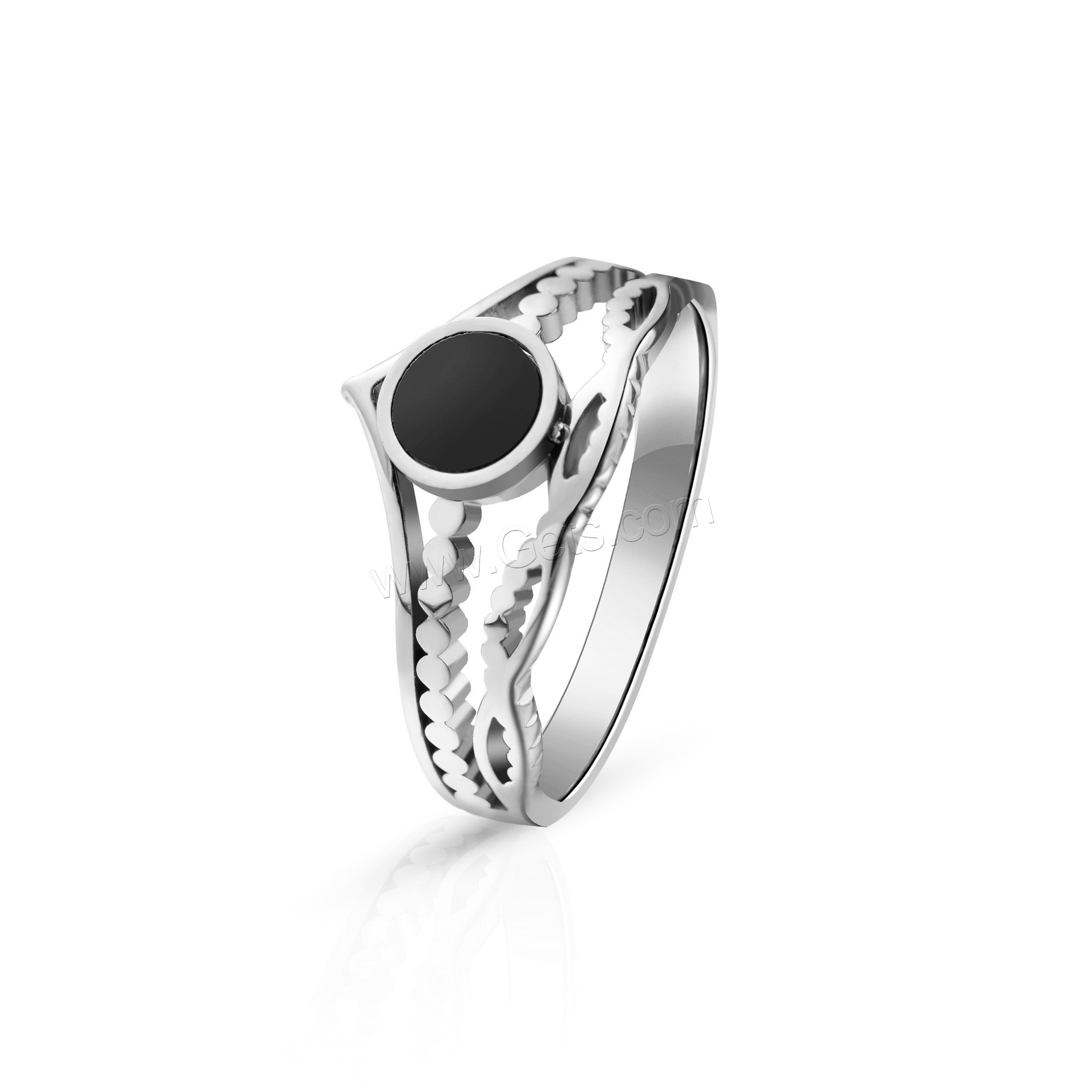 Stainless Steel Finger Ring, 304 Stainless Steel, with Black Shell, Vacuum Ion Plating, different size for choice & for woman & hollow, more colors for choice, US Ring Size:6-9, Sold By PC
