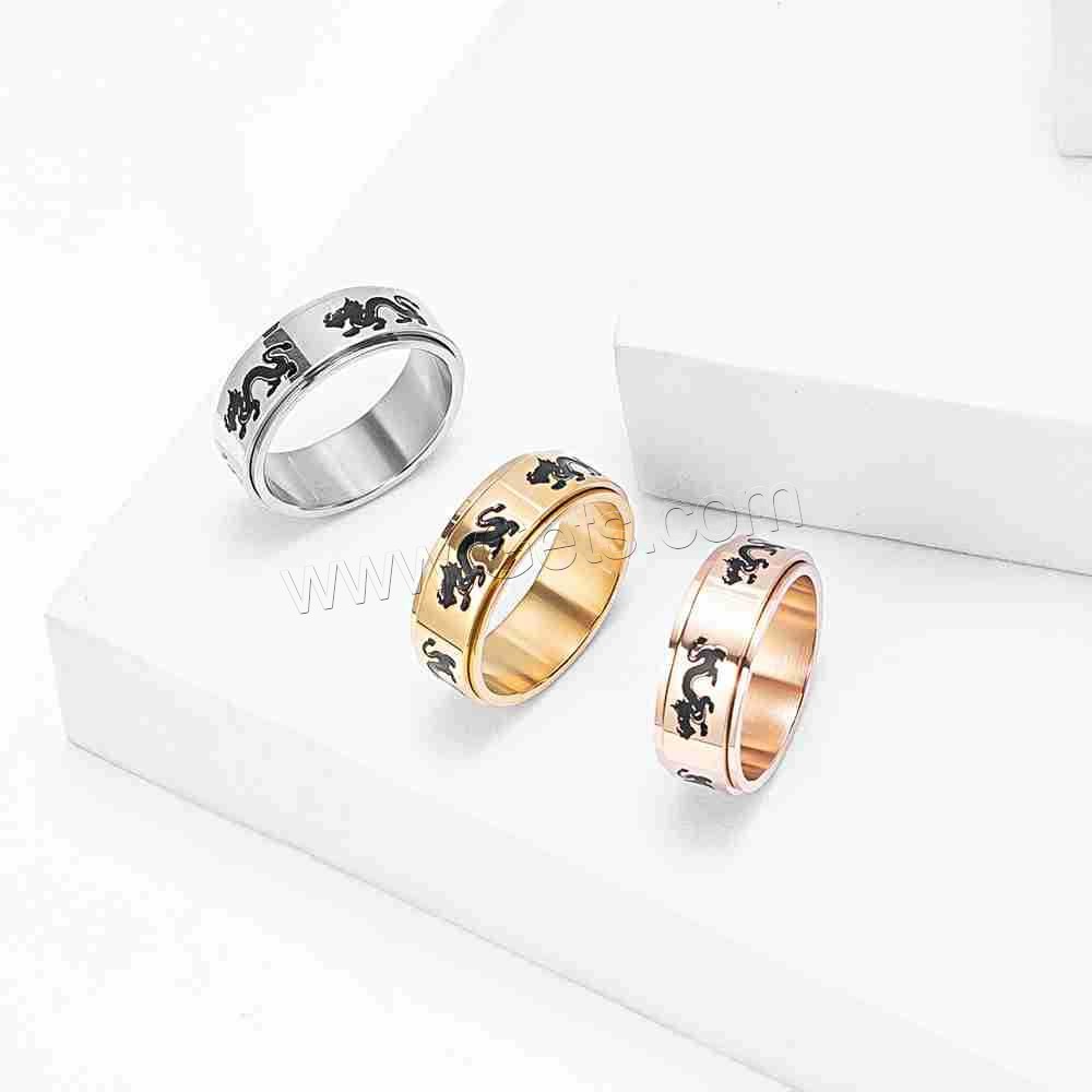 Enamel Stainless Steel Finger Ring, 304 Stainless Steel, Vacuum Ion Plating, rotatable & Unisex & different size for choice, more colors for choice, US Ring Size:6-12, Sold By PC